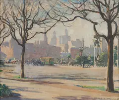 Dora L. Wilson, From St Kilda Road, oil on canvas on board