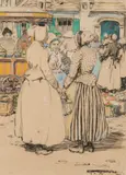 Hilda Rix Nicholas, In the Market Place, Etaples