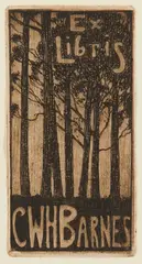 Jessie Traill, Bookplate: Ex Libris C.W.H. Barnes, c.1934, etching