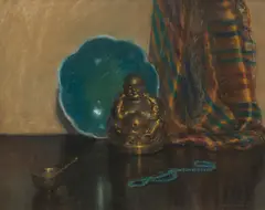 Dora L. Wilson, (Still Life, Buddha), pastel on paper