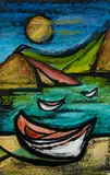 Roma Thompson, (Boats on the Shore), pastel, ink and gouache on paper