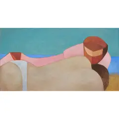 Dorothy Braund, Girl Reclining by the Sea, oil on board