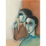 Robert Dickerson, The Questioners, pastel on paper