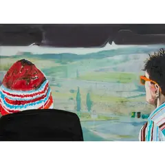 William MacKinnon, Travelling (Jim and I), 2012, acrylic, oil and automotive enamel on lenticular print