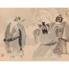 Fu Xiaoshi, Three Kingdoms,, ink and colour on paper,