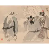 Fu Xiaoshi, Three Kingdoms,, ink and colour on paper,