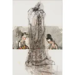 Chen Chaobao, Caocao and Er Qiao, ink and colour on paper, framed,