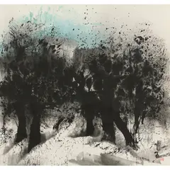 Ding Bin, Trees, 1990, ink and colour on paper
