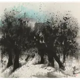 Ding Bin, Trees, 1990, ink and colour on paper