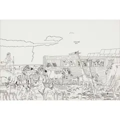 Delwin Cheah, Animals, Pen and Ink on paper,