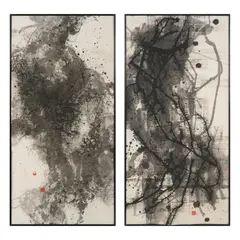 You Si, (2), Each: ink on paper, and with two red seals.