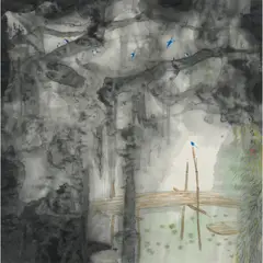 Fang Xiang, Early Morning, ink and colour on paper, framed with glass