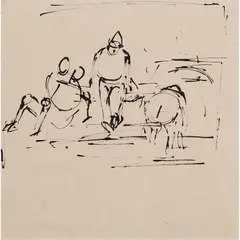 John Passmore, Study for the Bathers, ink on paper