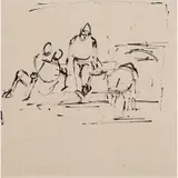 John Passmore, Study for the Bathers, ink on paper