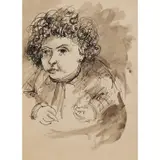 Arthur Boyd, Figure with Curly Hair, ink and watercolour on paper
