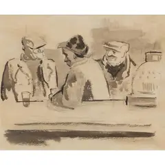 Noel Counihan, Study for After Work, c.1959, ink on paper