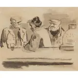 Noel Counihan, Study for After Work, c.1959, ink on paper