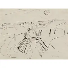 Jon Molvig, The Crossing, ink on paper