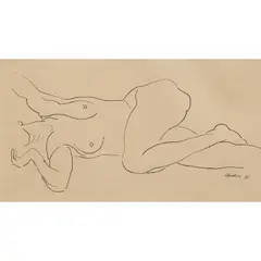 Horace Brodzky, Reclining Nude, 1935, ink on paper