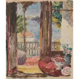 Wallace Keogh Thornton, Room Overlooking Harbour, monotype