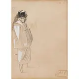 Jean-Louis Forain, Gentleman with Top Hat, gouache and conte on paper