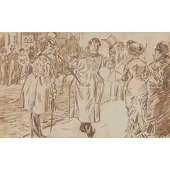 Charles Samuel Keene, Study for Punch Cartoon, ink on paper