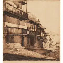 Windmill Street Old Sydney by Sydney Long, etching, ed. 21/50, sold Jun 2025
