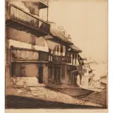 Sydney Long, Windmill Street Old Sydney, etching, ed. 21/50