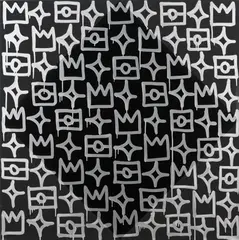 Reko Rennie, Black Diamond (Silver), 2013, acrylic and ink on canvas