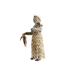 Bride and Dowry by Linda Ivimey, 2012, steel armature, acrylic resin, cast and natural sheep, fish and chicken bones, woven vertebrae, dyed cotton, agates and , sold May 2025