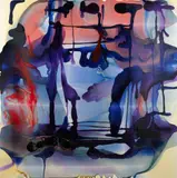 Dale Frank, Transient Ischemic Attack Painting London 3 (TIAPL3): Sheep get static cling when they rub together: Why are not safety pins as safe as they say? Hollow Log, 2005, varnish on linen