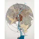 Tiffany Chung, Nagasaki, 2010, embroidery, beads, metal grommets and buttons on canvas