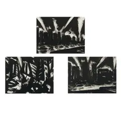 Peter Booth, New York, 1984, ink on paper, triptych