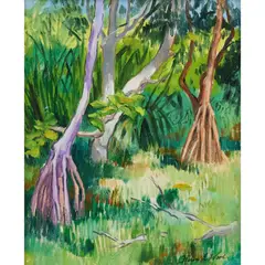 Helen Lempriere, Pandanus Palms, 1949, oil on canvasboard