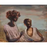 James V Wigley, Brother and Sister, c.1962, oil on board