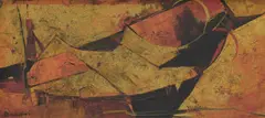 Tay Bak Koi, Man and Buffalo, oil on canvasboard