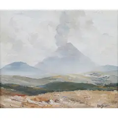 Robert Johnson, Mt Ngauruhoe New Zealand, oil on board