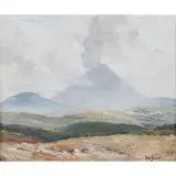 Robert Johnson, Mt Ngauruhoe New Zealand, oil on board