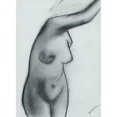 Robert Dickerson, Female Nude, charcoal on paper