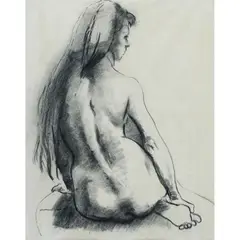 Noel Counihan, Seated Female Nude, 1961, charcoal on paper
