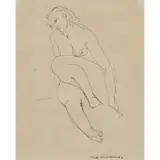 Fred Williams, Seated Female Nude, pen on paper