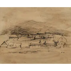 Russell Drysdale, Townscape, ink and wash on paper