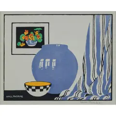 Hall Thorpe, Interior Still Life, colour woodcut