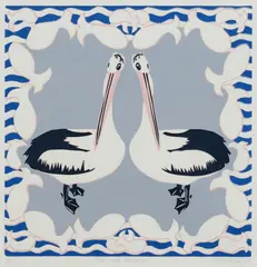 Aileen Brown, Yes Two Pelicans, 1983, colour woodcut, ed. 2/30