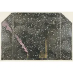 George Baldessin, Window and Factory Smoke II (Silver Version), 1971, etching on silver foil, ed. of 25
