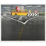 Jeffrey Smart, The Waiting Bus, 1986, lithograph, ed. of 80