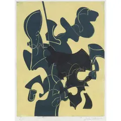 Untitled by John Coburn, c.1960, etching with ink additions, ed. A/P, sold Apr 2025