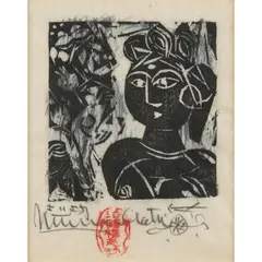Shikō Munakata, Young Queen, 1968, woodcut