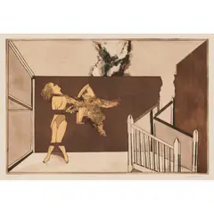 George Baldessin, Personage with Staircase, 1973, etching and aquatint, ed. 7/25