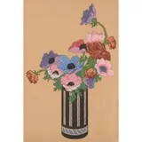 Hall Thorpe, Anemones, woodcut with gouache additions